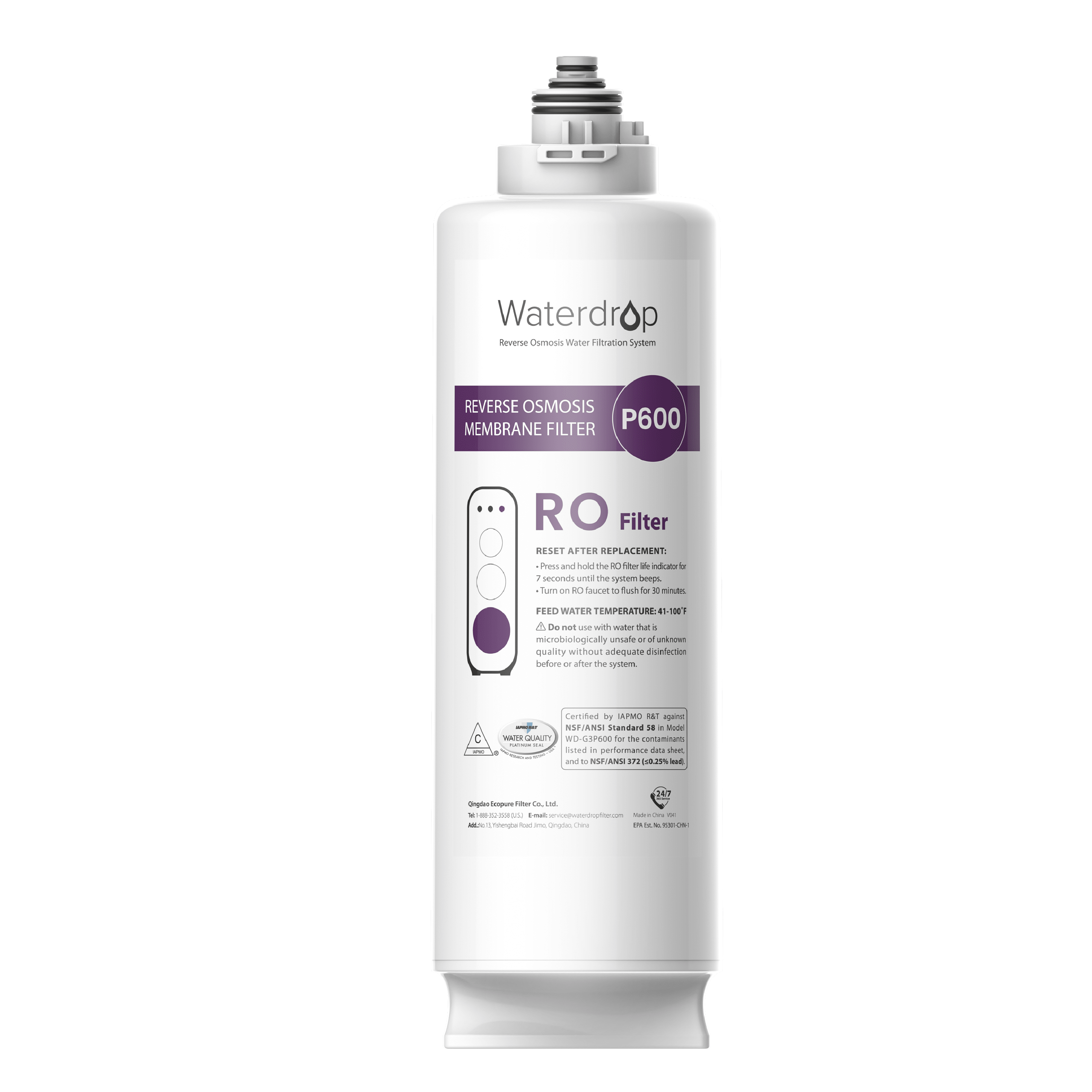 Waterdrop Filter Replacement for WD-G3P600 Reverse Osmosis System, NSF Certified, 2-Year Lifetime (WD-G3P600-RO)