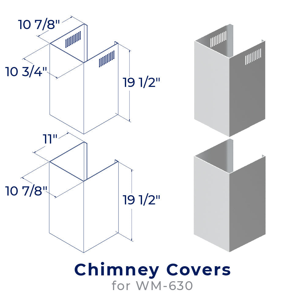 Gray chimney cover kit with rectangular panels and vent slots, two-piece set