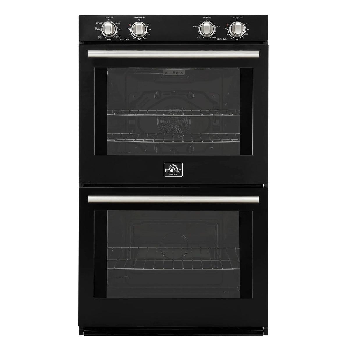 Forno Vomero 30-Inch Double Wall Oven with 10 cu.ft Total Capacity in Black with Stainless Steel Trim (FBOEL1324-30BLK)