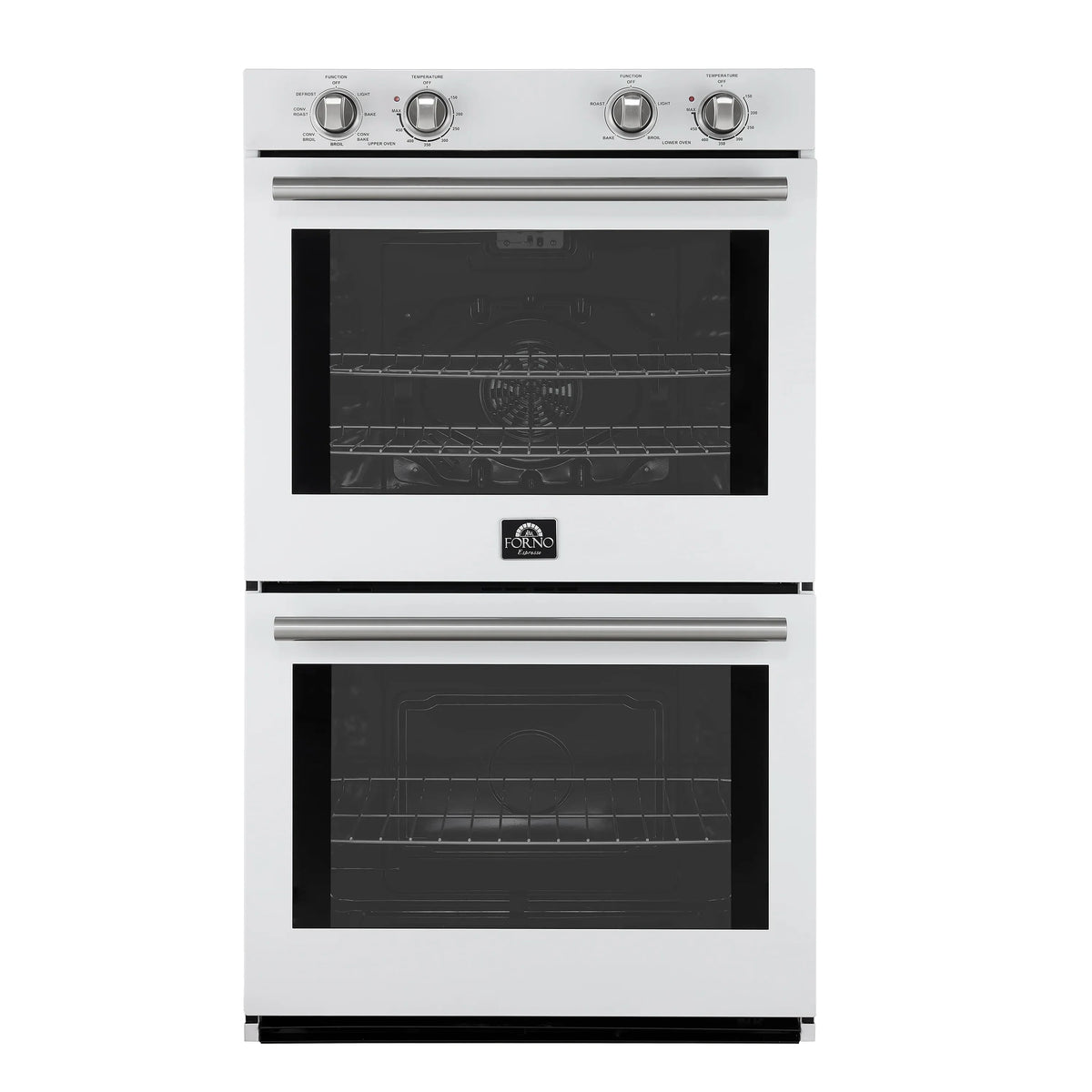 Forno Vomero 30-Inch Double Wall Oven with 10 cu.ft Total Capacity in White with Stainless Steel Trim (FBOEL1324-30WHT)