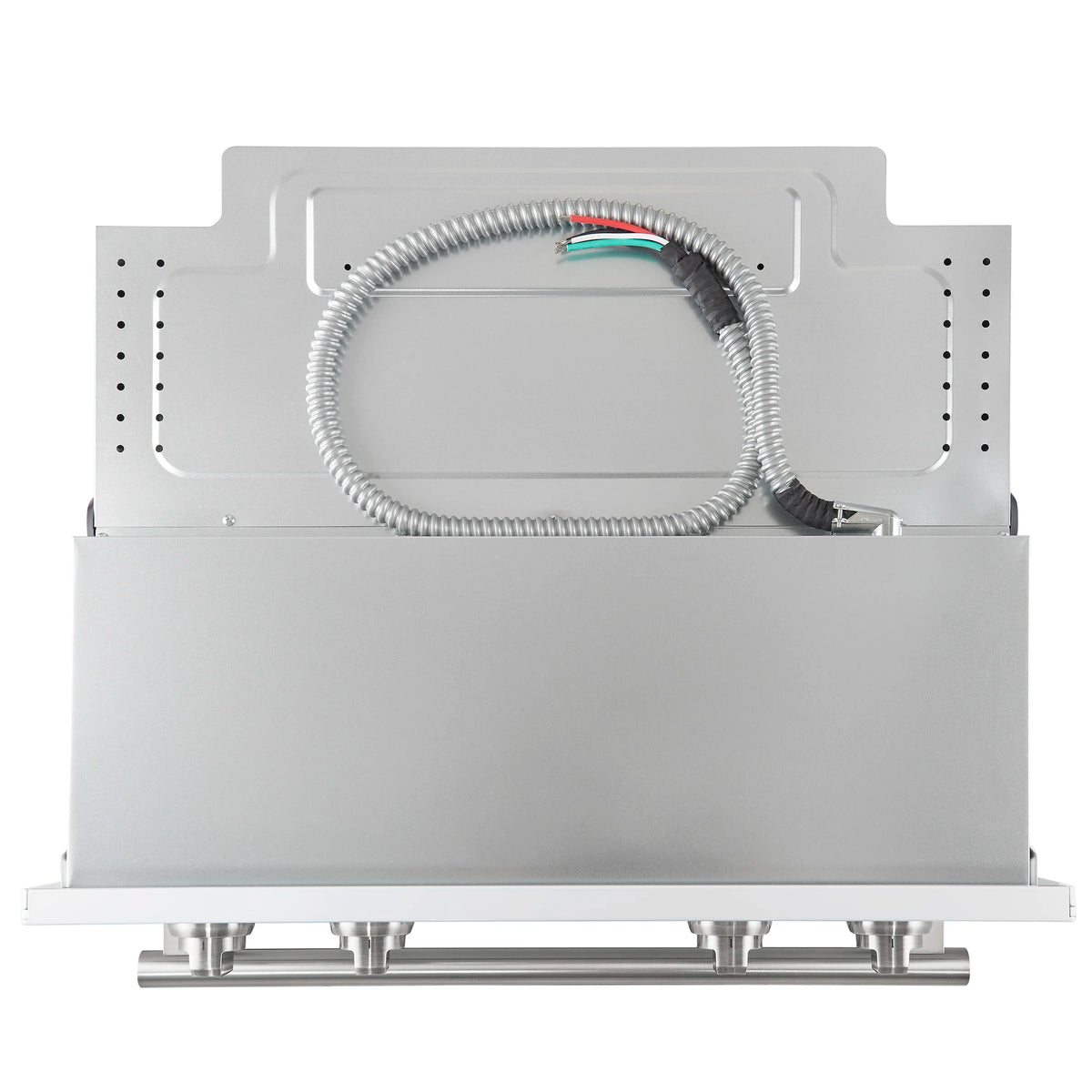 Double wall oven steam or sensor housing with metal conduit and mounting holes