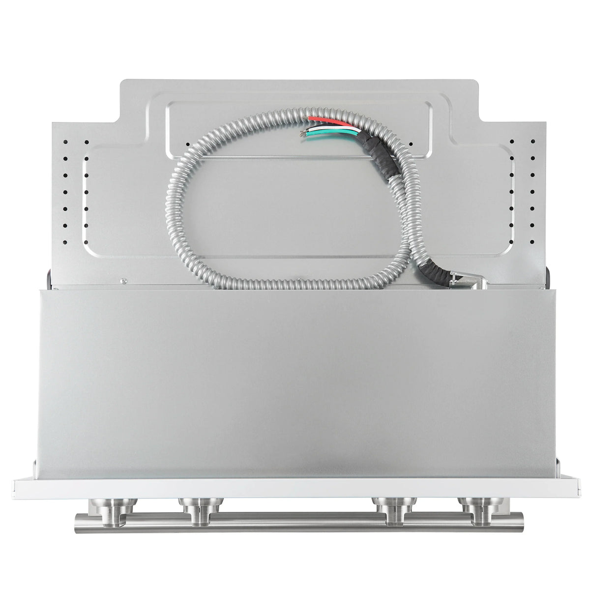 Built-in microwave cavity housing with metal waveguide and vented mounting plate