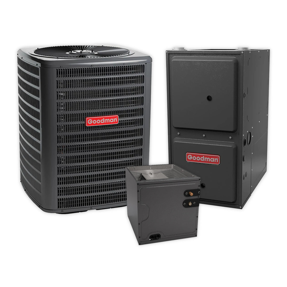 Goodman 1.5 Ton 13.8 SEER2 R-32 Central Air Conditioner, 80% AFUE 40K BTU Gas Furnace and Evaporator Coil