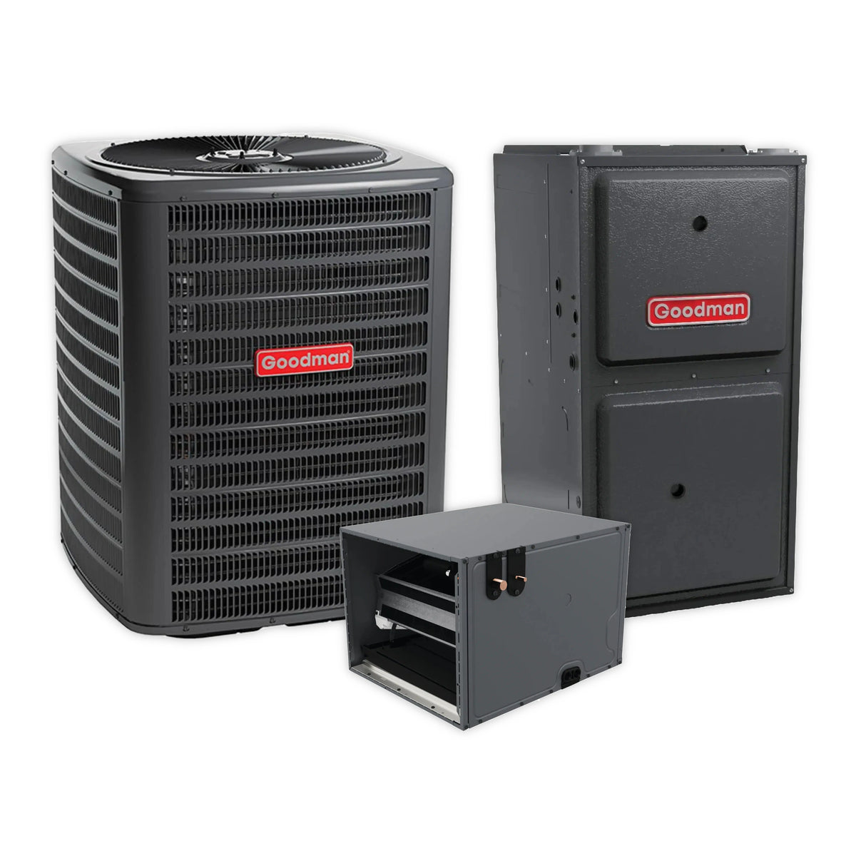 Goodman 3.5 Ton 14.5 SEER2 R-32 Central Air Conditioner, 96% AFUE 100K BTU Gas Furnace and Evaporator Coil