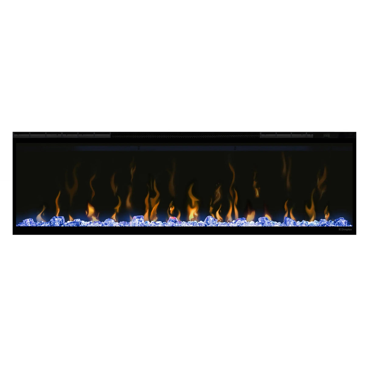 Dimplex IgniteXL 50-inch linear electric fireplace with blue and orange flame display