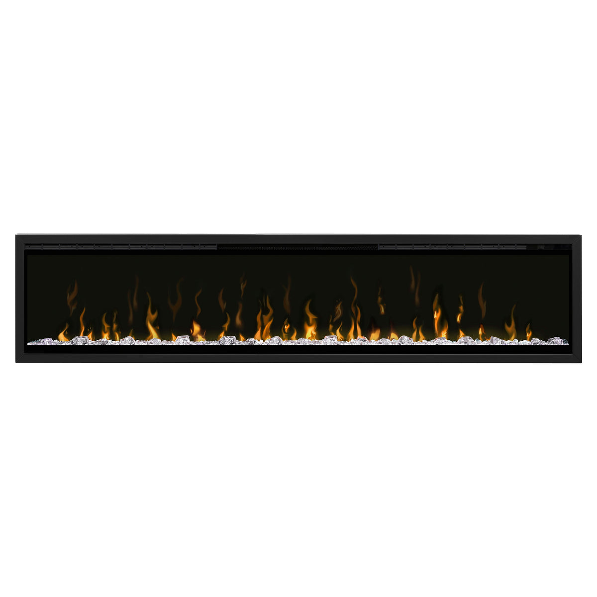 74-inch fireplace trim kit with black frame and flame window