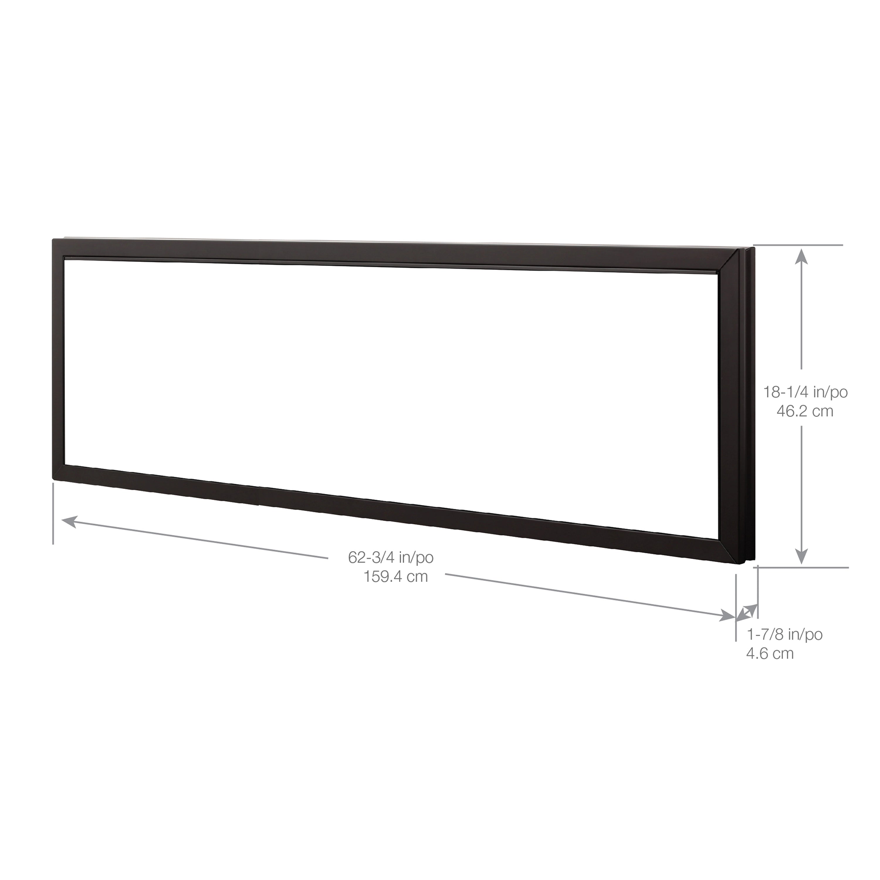 Black 60-inch fireplace trim kit frame with size dimensions
