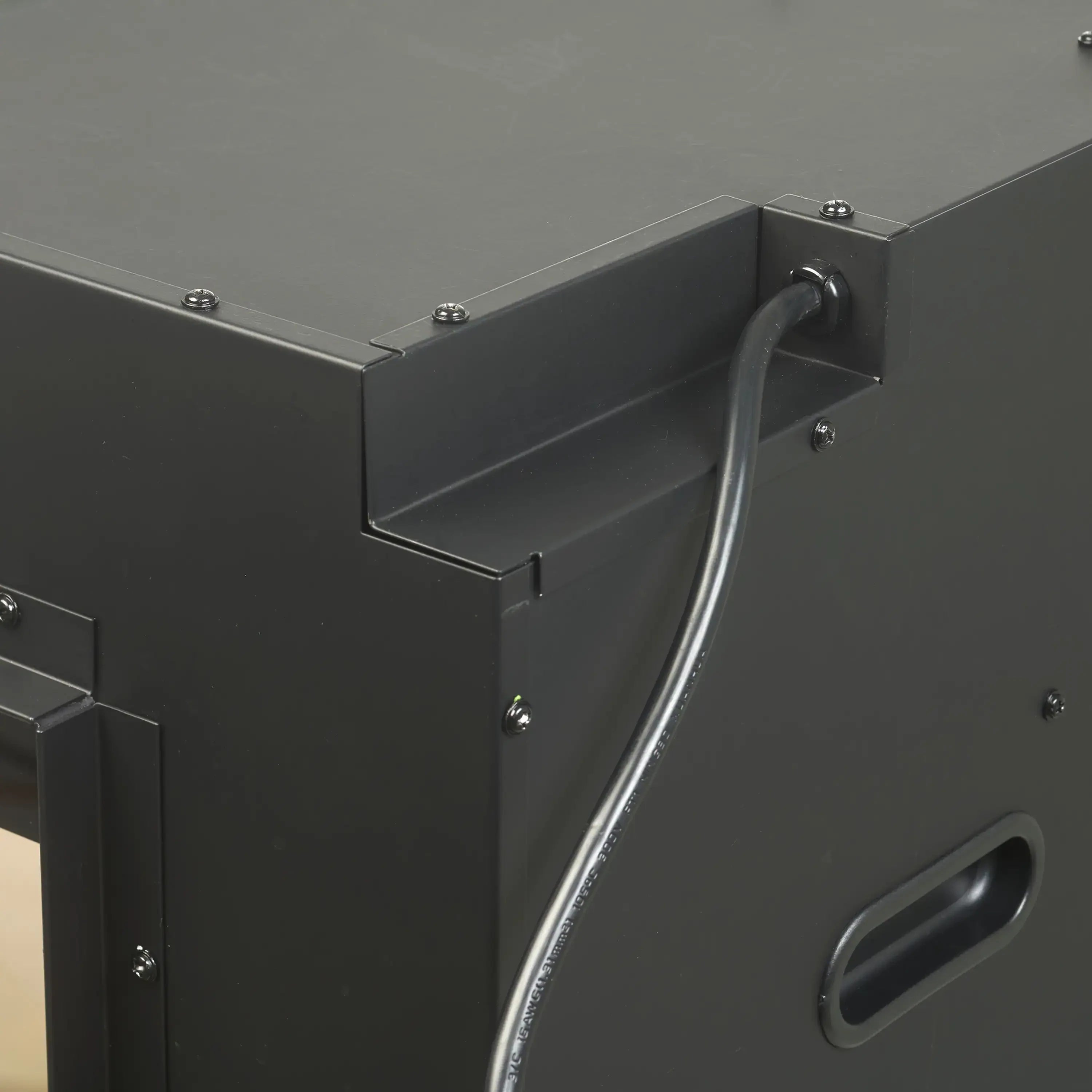 Built-in linear electric fireplace metal housing with curved side handle