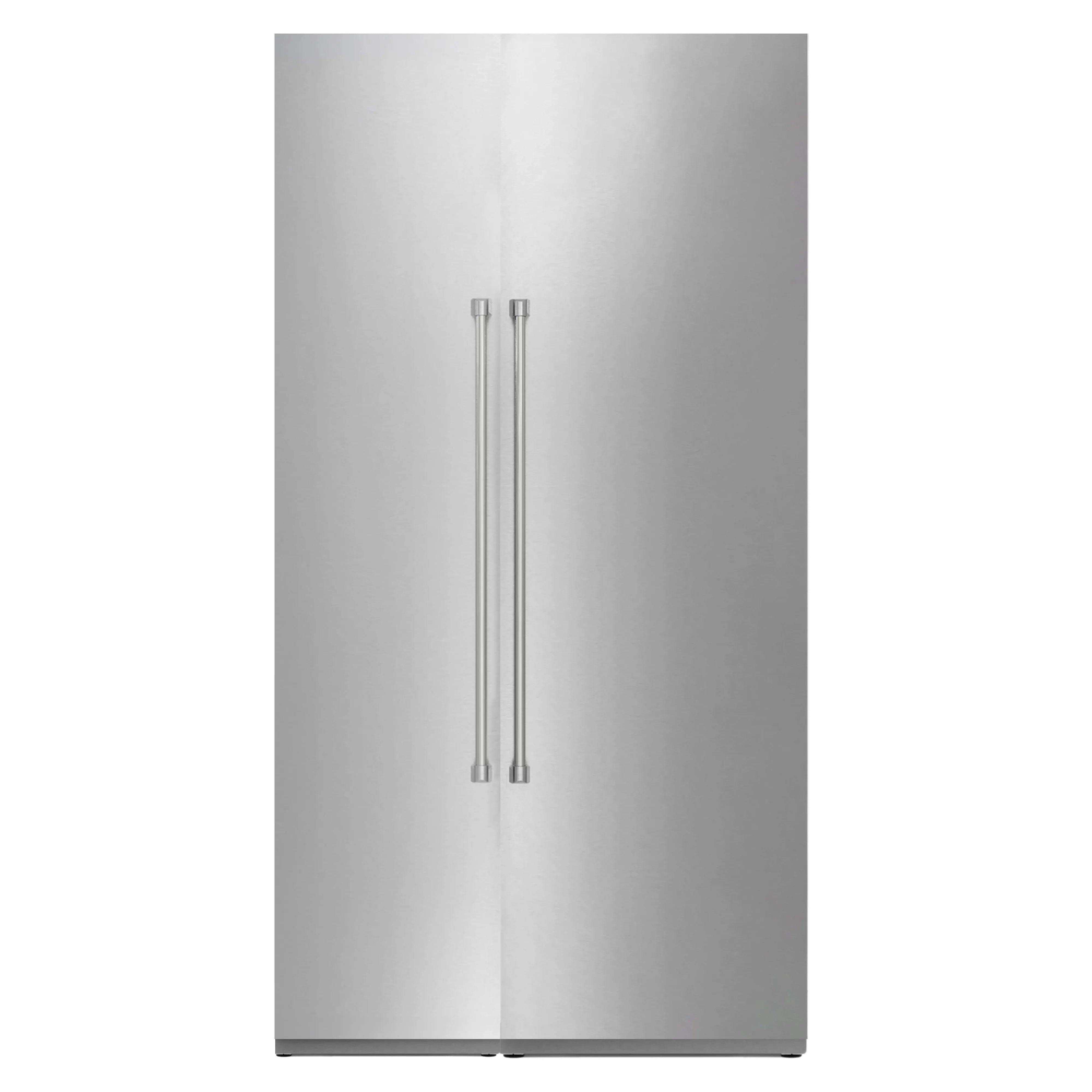 Stainless steel built-in column refrigerator/freezer with vertical bar handles
