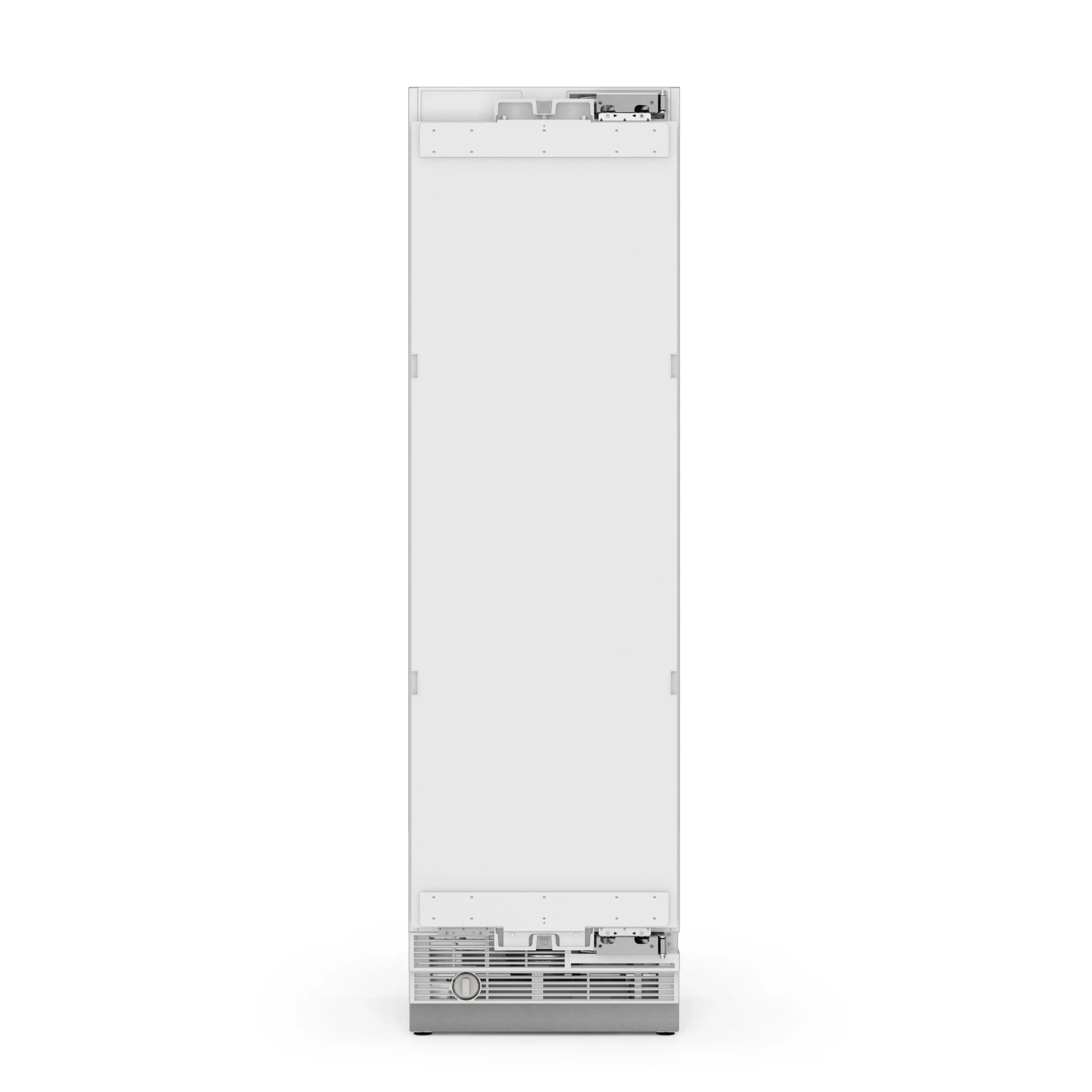 Panel-ready built-in refrigerator-freezer column, front view with blank door panels