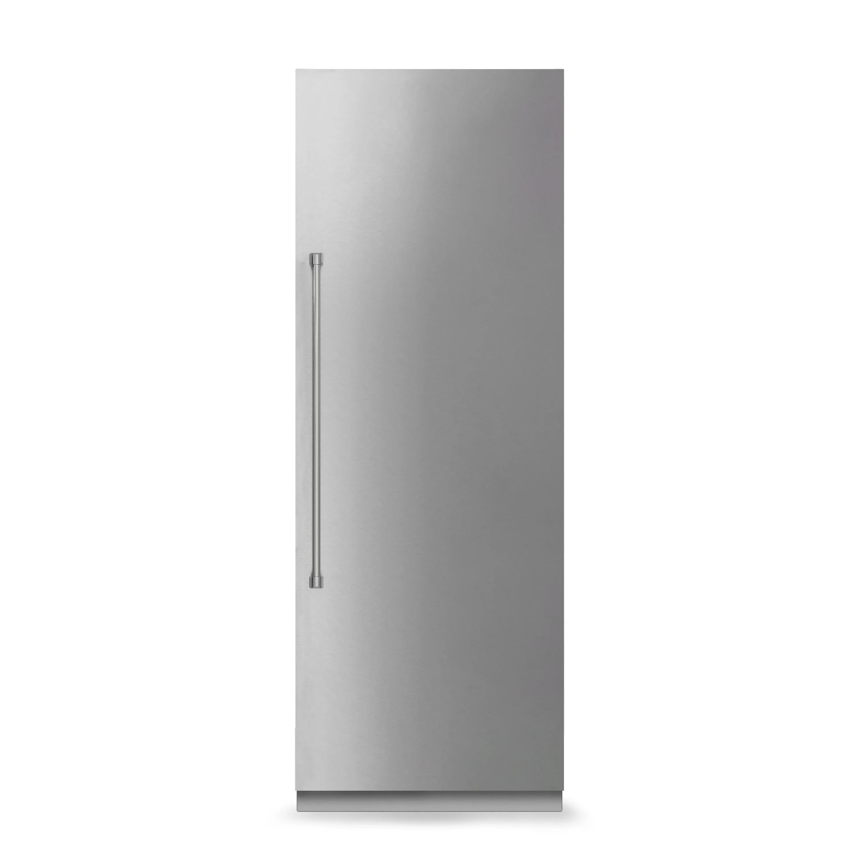Stainless steel column refrigerator/freezer with slim vertical handles