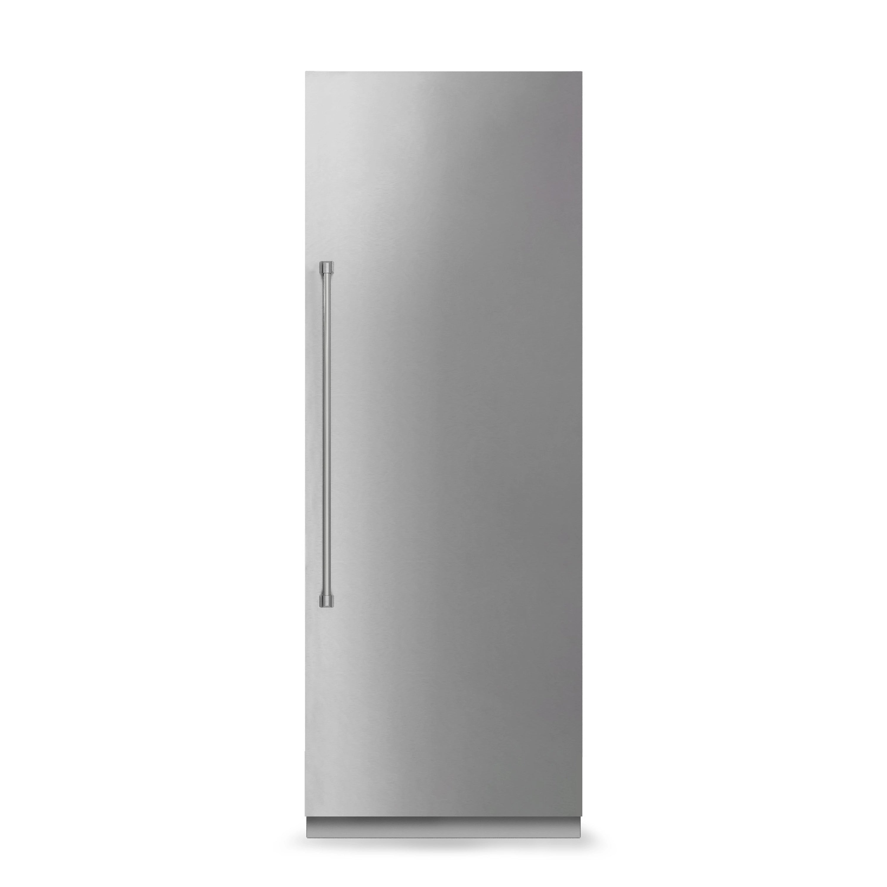 Stainless steel column refrigerator with vertical water dispenser handle