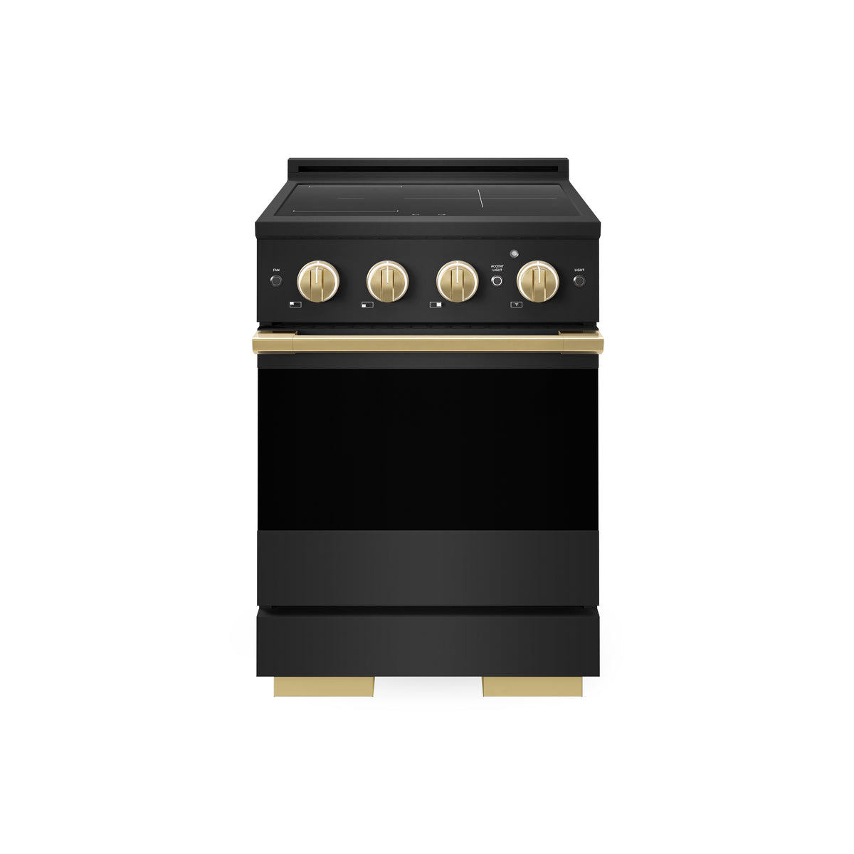 ZLINE Autograph Edition 24-Inch 3.2 cu. ft. Marino Induction Range with 3 Element Cooktop and Electric Convection Oven in Black Stainless Steel with Polished Gold Accents (MINRBZ-24-G)