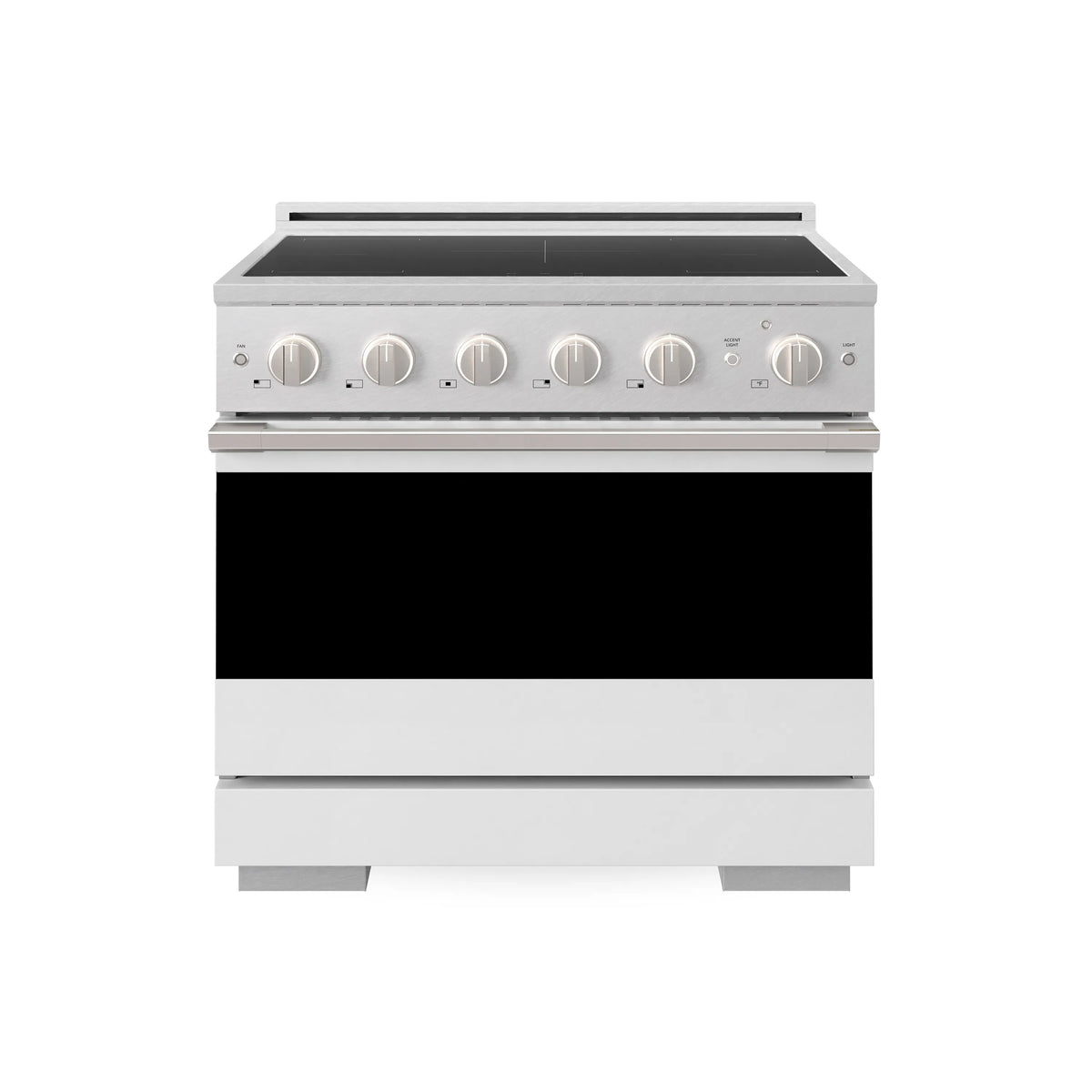 ZLINE 36-Inch 5.2 cu. ft. Marino Induction Range with 5 Element Cooktop and Electric Convection Oven in Satin Stainless Steel with White Matte Door (MINRS-WM-36)