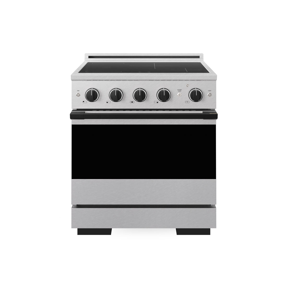 ZLINE Autograph Edition 30-Inch 4.2 cu. ft. Marino Induction Range with 4 Element Cooktop and Electric Convection Oven in Satin Stainless Steel with Matte Black Accents (MINRSZ-30-MB)