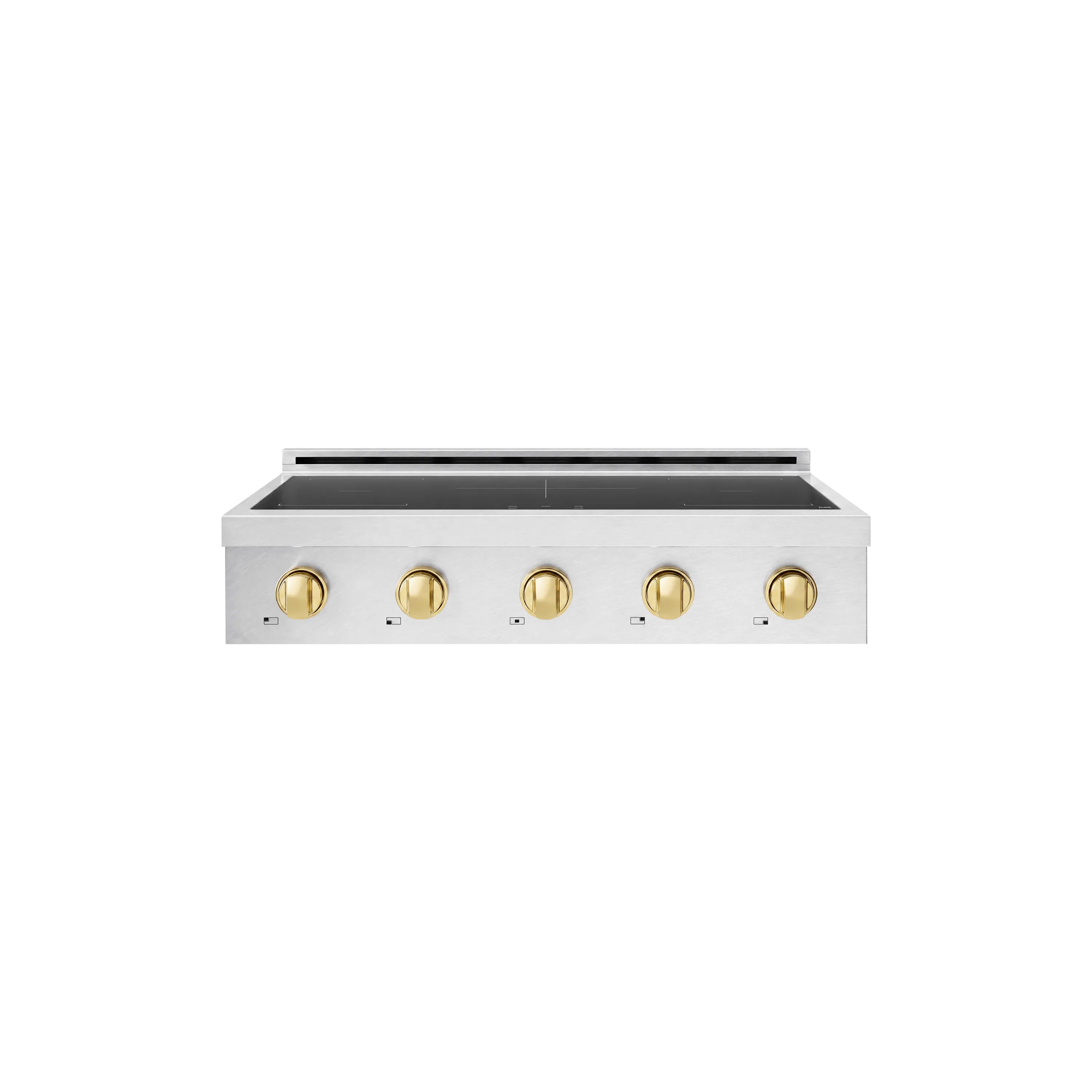 ZLINE Autograph Edition 36-Inch Paramount Induction Rangetop with 5 Element Cooktop in Satin Stainless Steel and Polished Gold Accents (SINRTSZ-36-G)