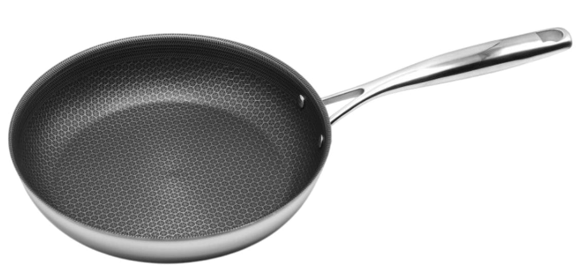 Round honeycomb non-stick frying pan with stainless handle
