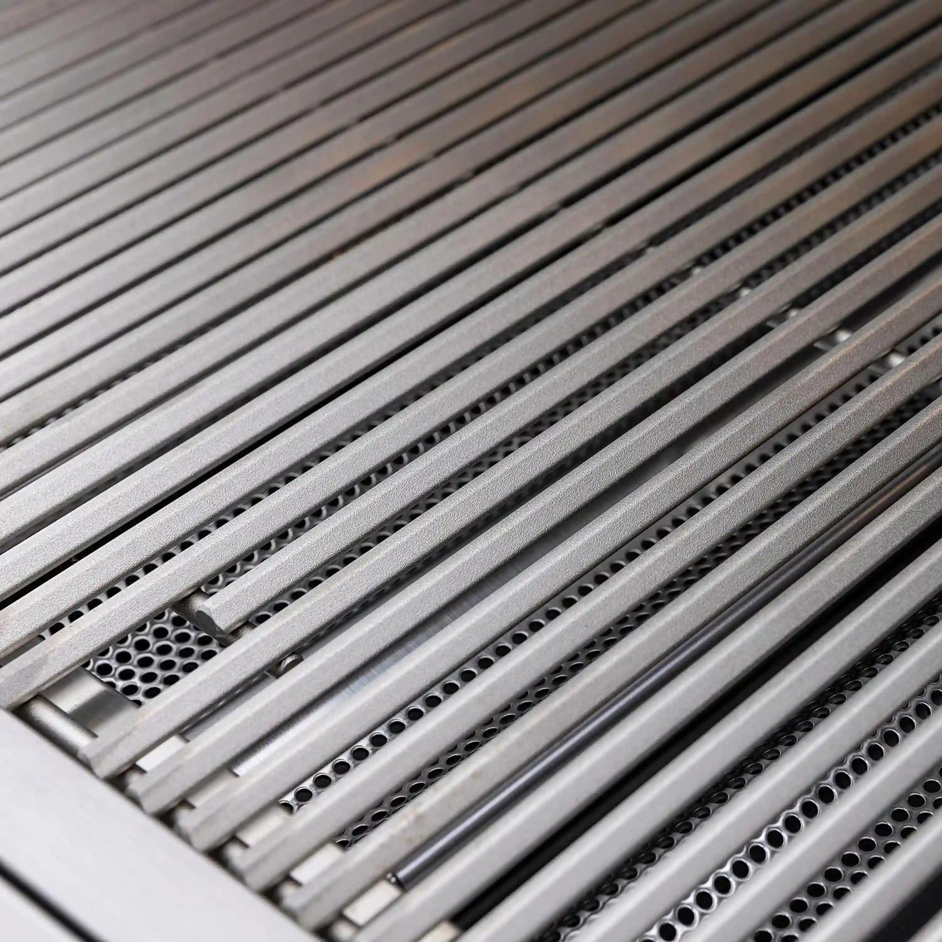 Stainless steel grill grate bars with perforated heat shield underneath