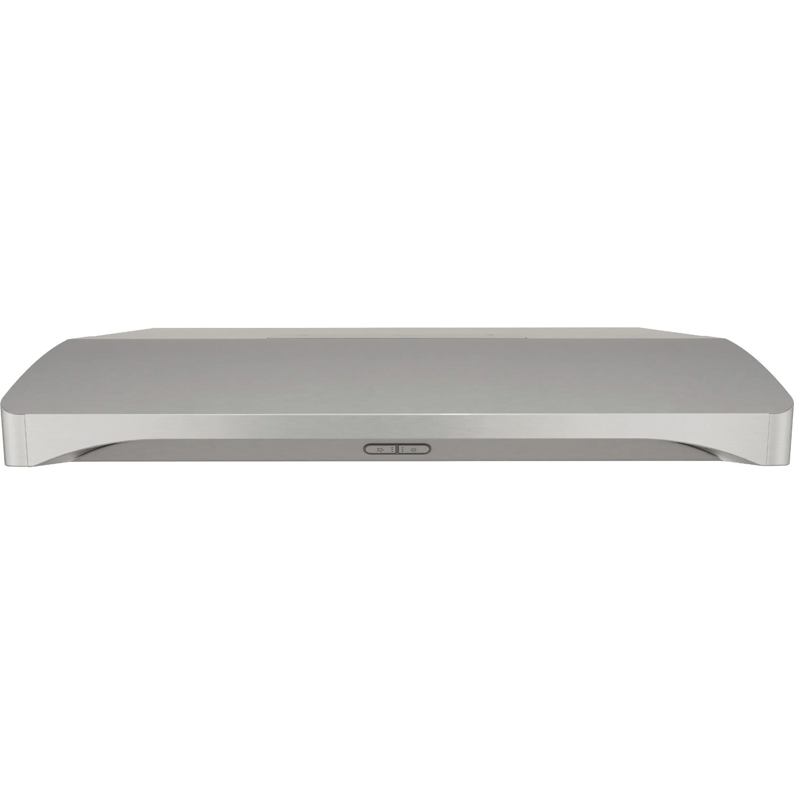 Stainless steel under-cabinet range hood with front control panel