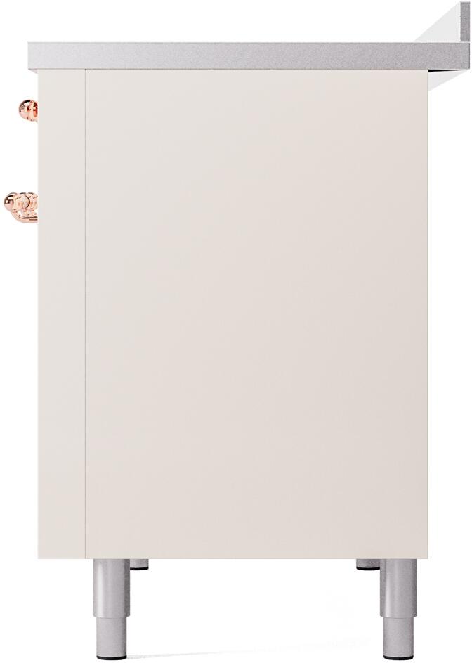 Antique white freestanding base panel with copper side knob accents and legs