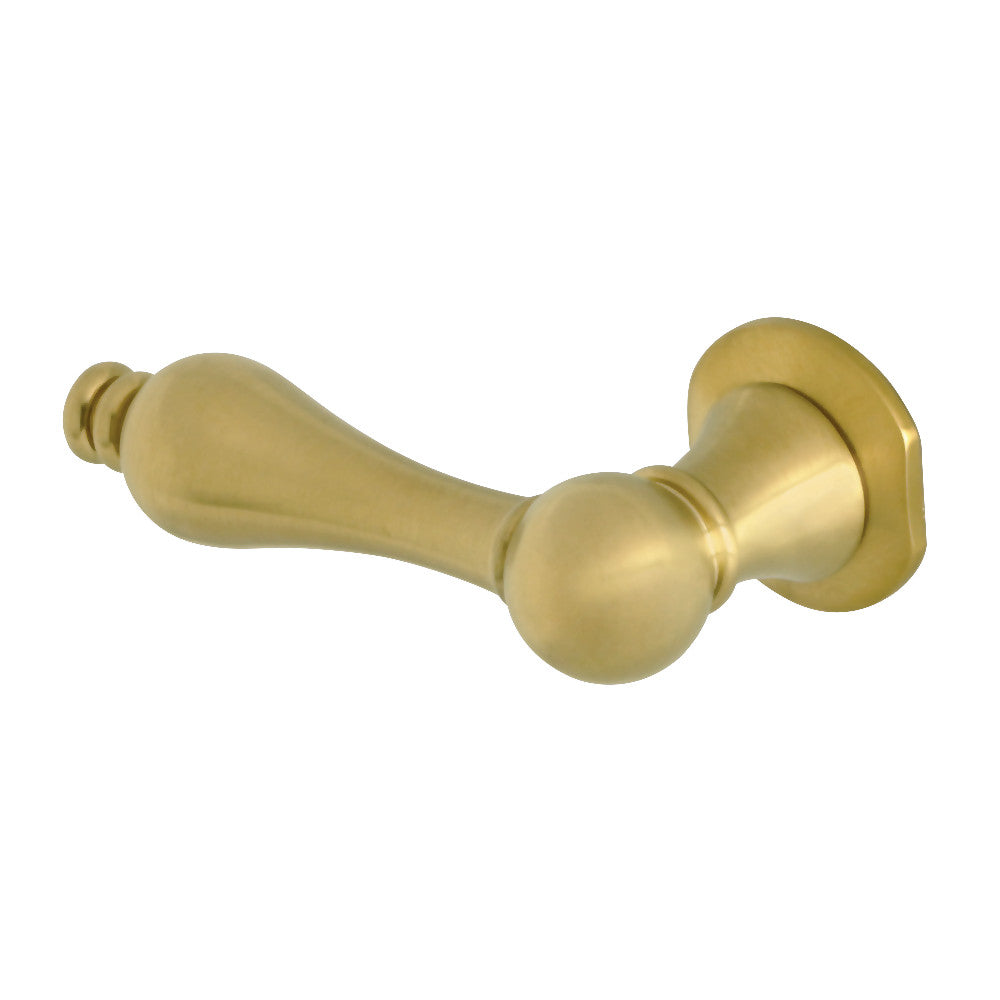 Victorian front-mount toilet tank lever, brushed brass finish, round knob handle