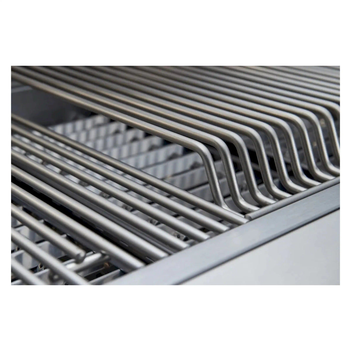 Stainless steel grill grates with rounded burner tubes underneath