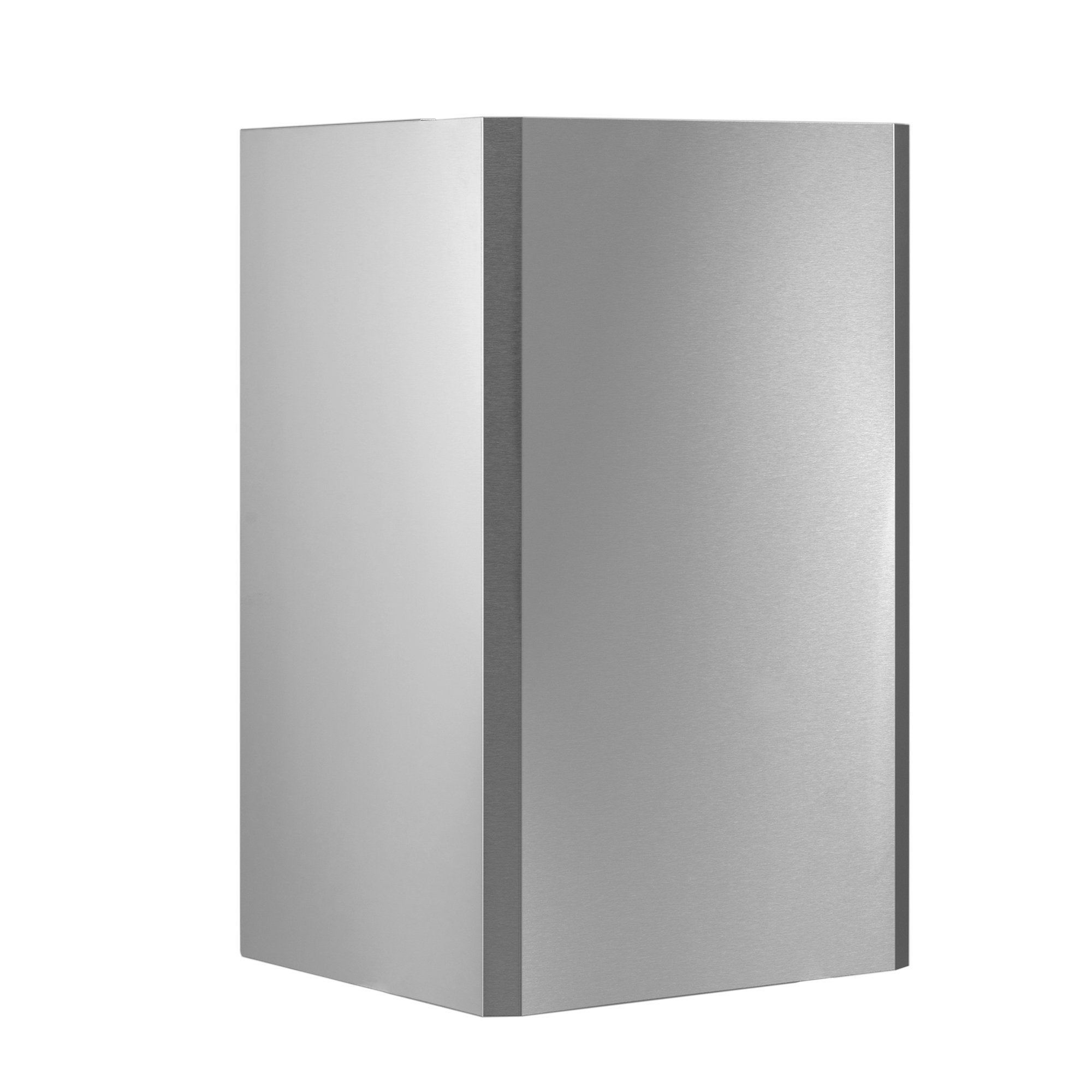 Stainless steel ceiling decorative cover with angular rectangular shape and central seam.