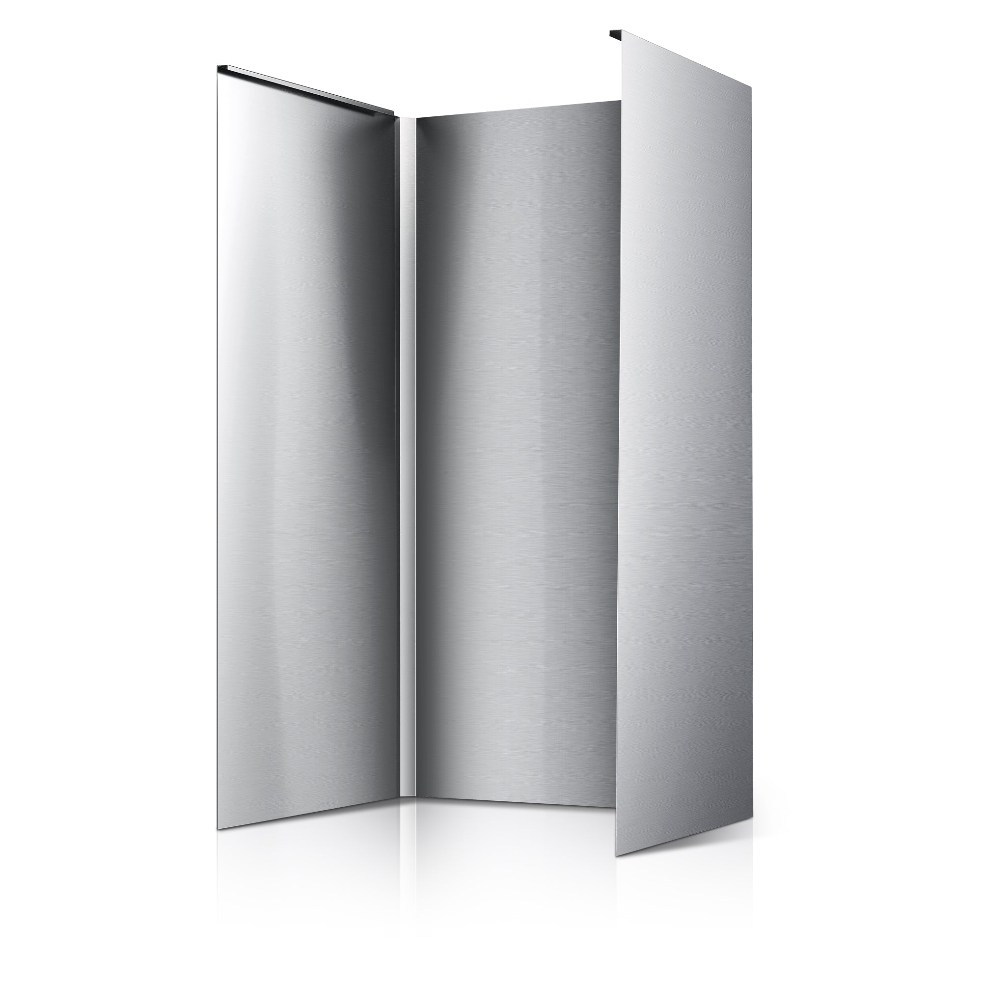 Stainless steel decorative ceiling cover panels for Fotile EMS9018, side view with opening.