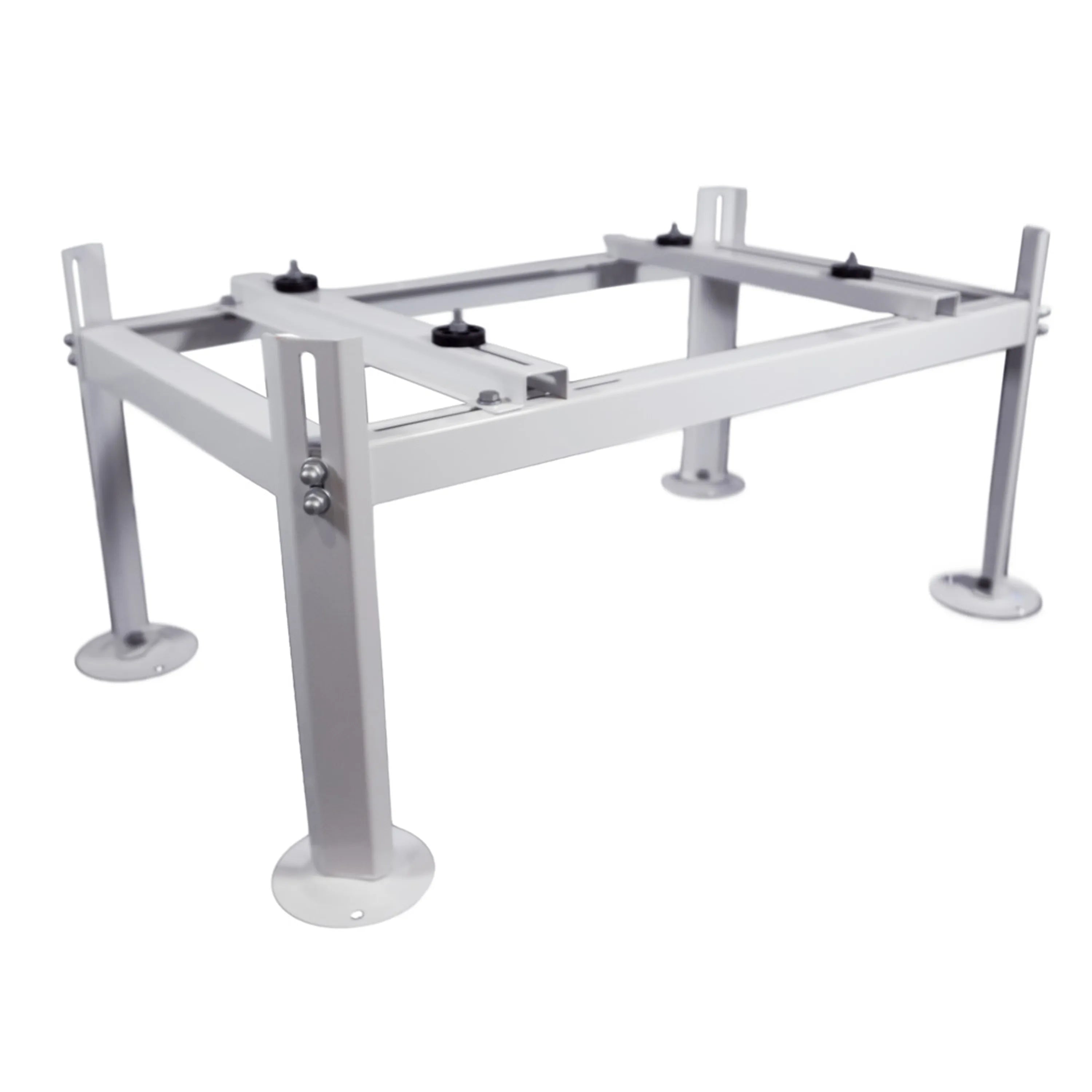 White metal weld bracket for side-discharge condenser with four posts and top rails