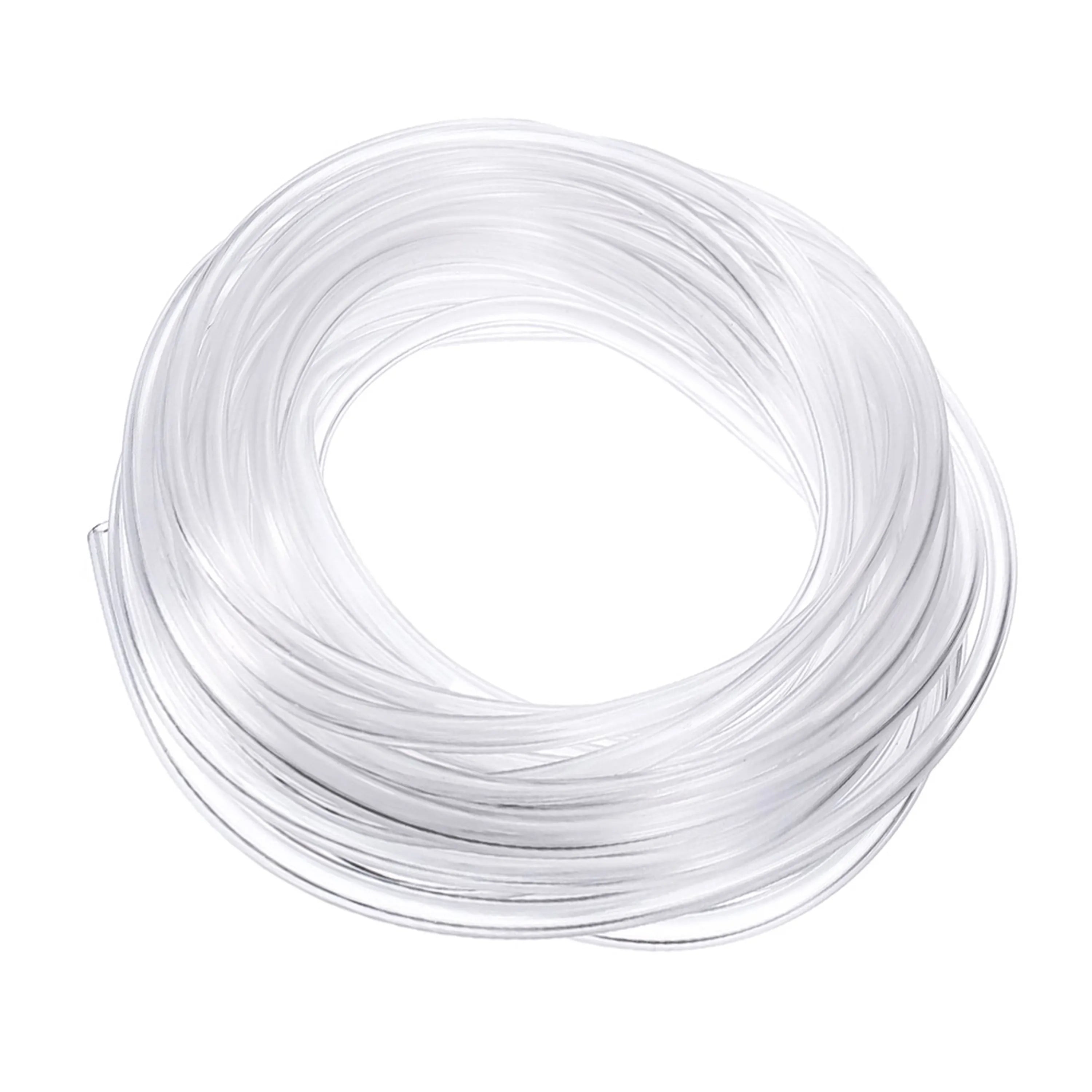 Vinyl drain hose tubing coil, transparent plastic, uncoiled looped length