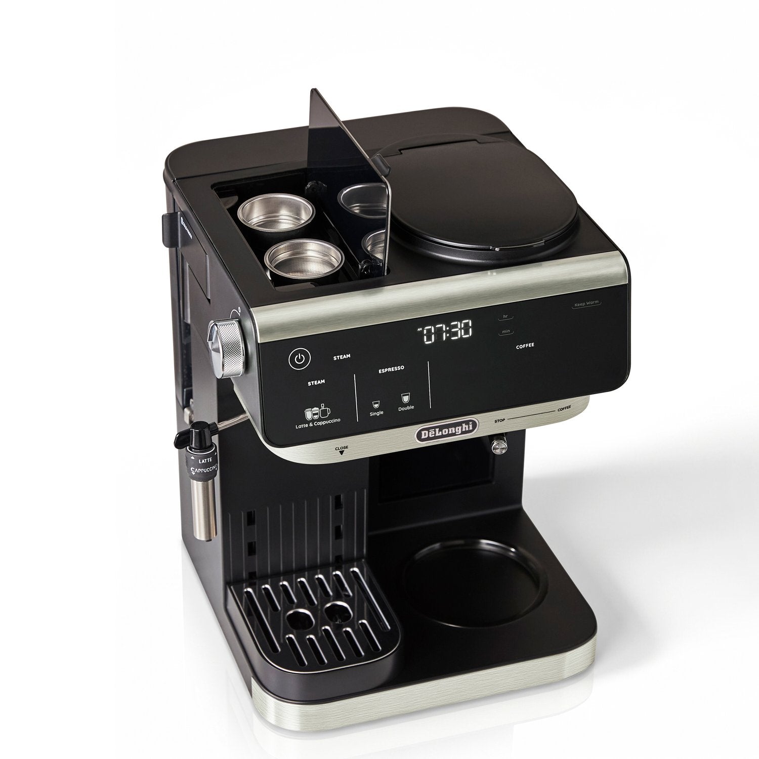 De'Longhi All-in-One Combination Coffee and Espresso Machine with Manual Steam Wand in Black (COM630BK) - image 2