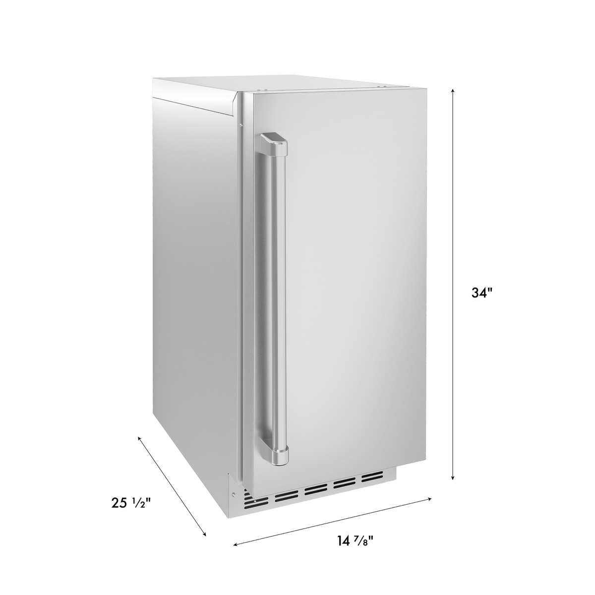 Dimension drawing for the ZLINE 15-Inch Touchstone Nugget Ice Maker (INGD-ST-15)
