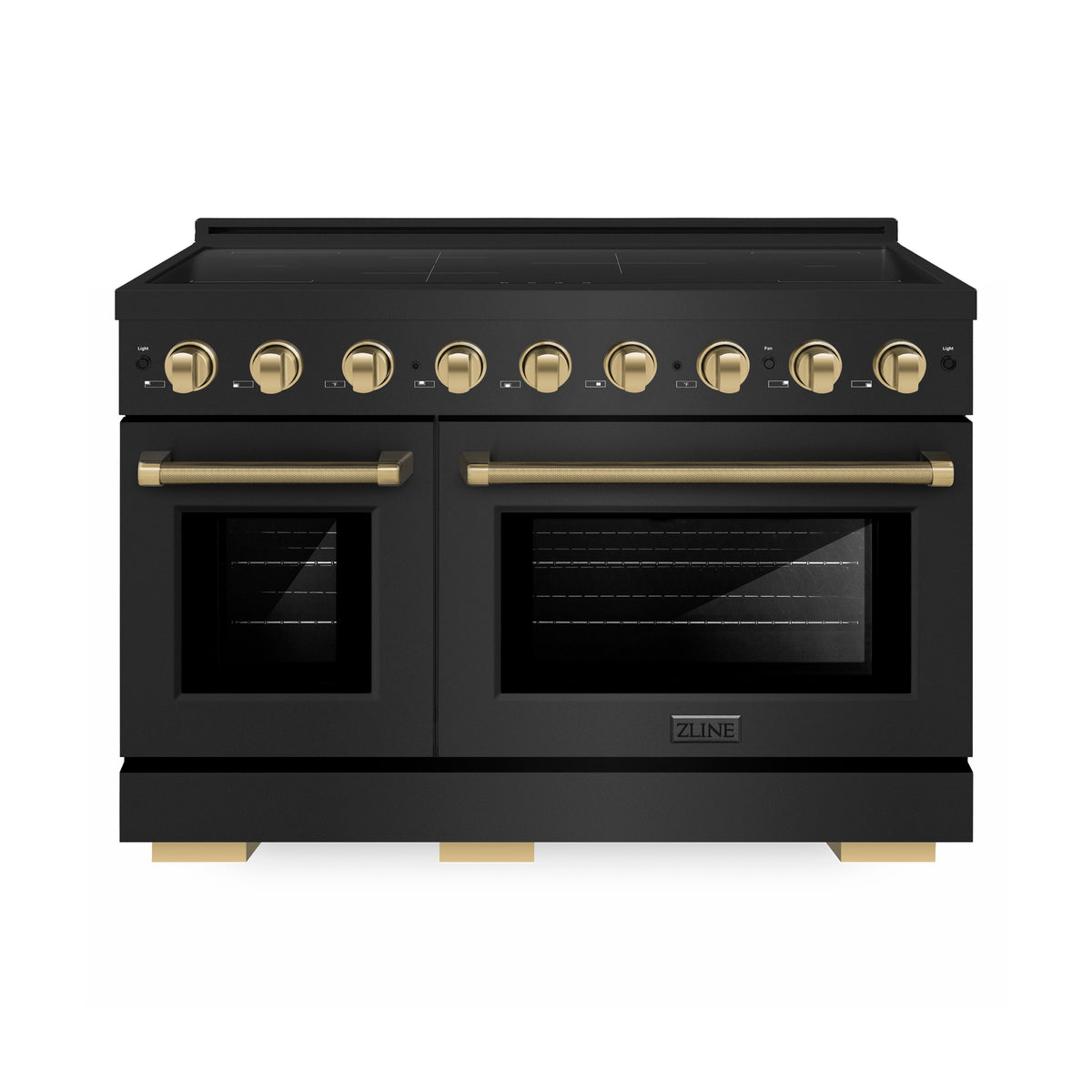 ZLINE Autograph Edition 48-Inch Paramount Induction Range in Black Stainless Steel with Champagne Bronze Helix Handles (SINRBZ-48-KCB)