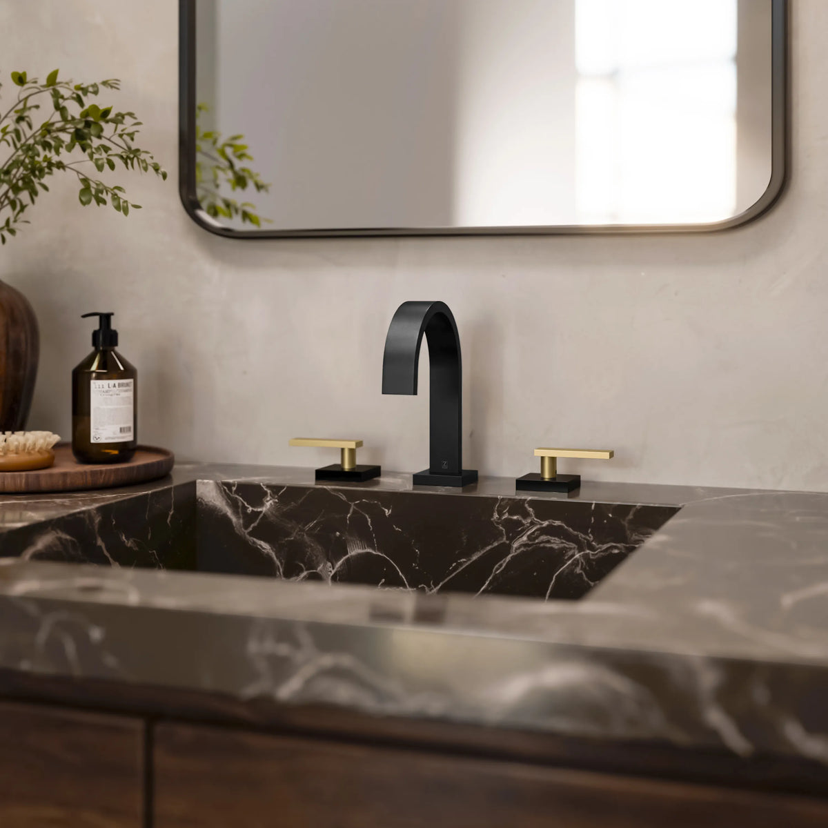 ZLINE Bliss Bath Faucet BLS-BF-ZMBCB in a bathroom, water off
