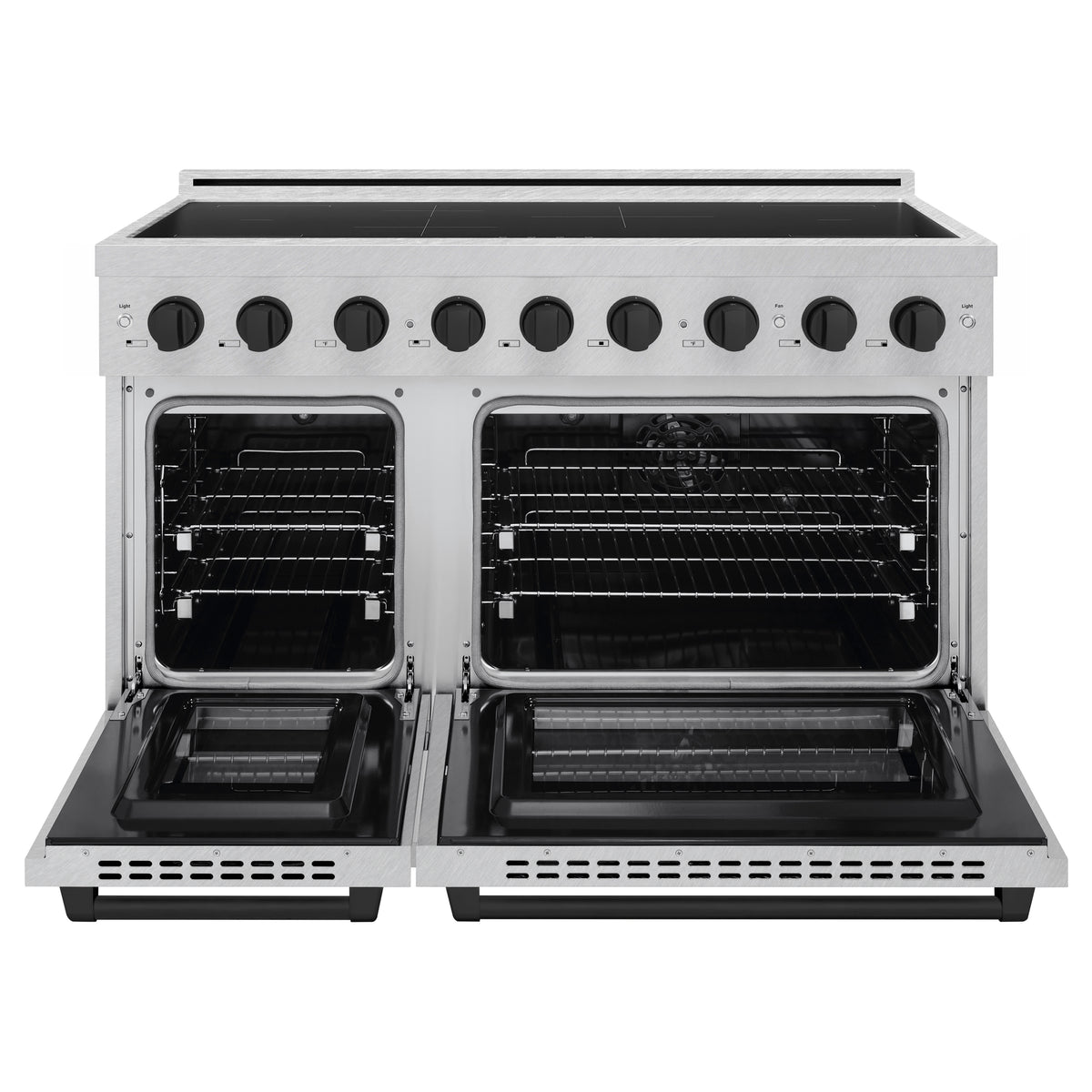ZLINE 48-Inch Paramount Induction Range SINRSZ-48-MB front with oven doors open
