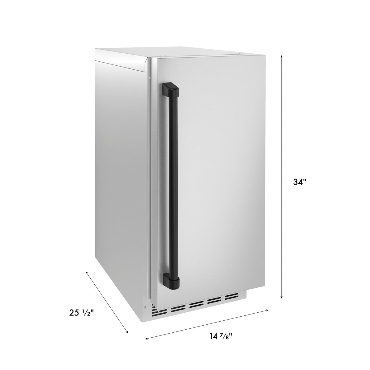 Dimension drawing for the ZLINE Autograph Edition 15-Inch Touchstone Nugget Ice Maker (INGDZ-ST-15-MB)