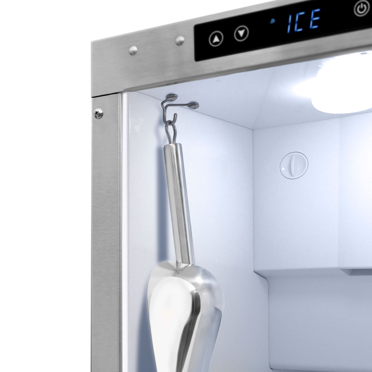 Stainless steel ice scoop included with the ZLINE Touchstone nugget ice maker