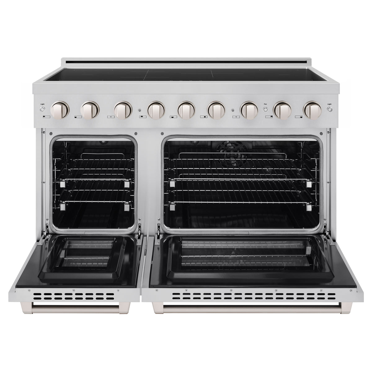 ZLINE 48-Inch Paramount Induction Range with both oven doors open (SINR48)