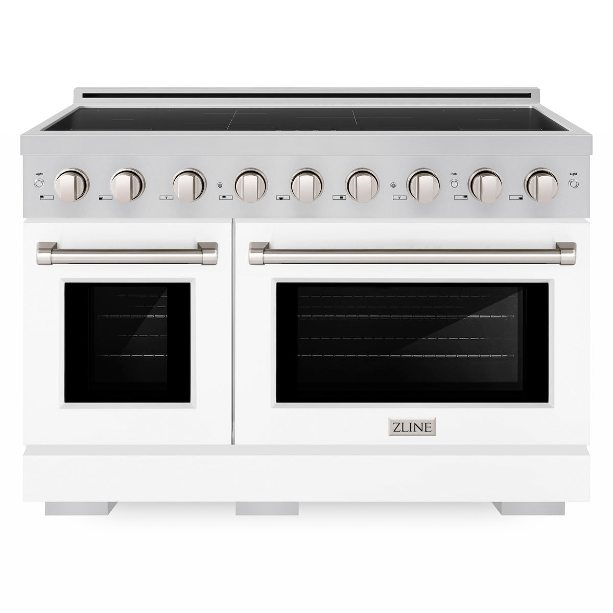 ZLINE 48-Inch Paramount Induction Range in Stainless Steel with White Matte Doors, front view (SINR-WM-48)