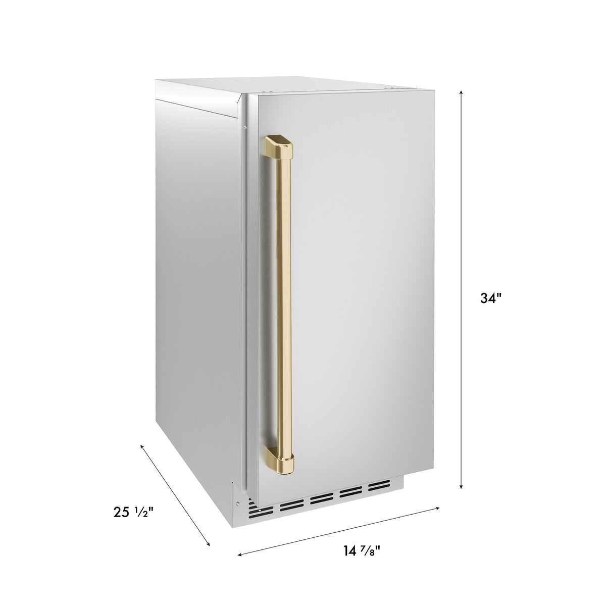 Dimension drawing for the ZLINE Autograph Edition 15-Inch Touchstone Nugget Ice Maker (INGDZ-ST-15-CB)