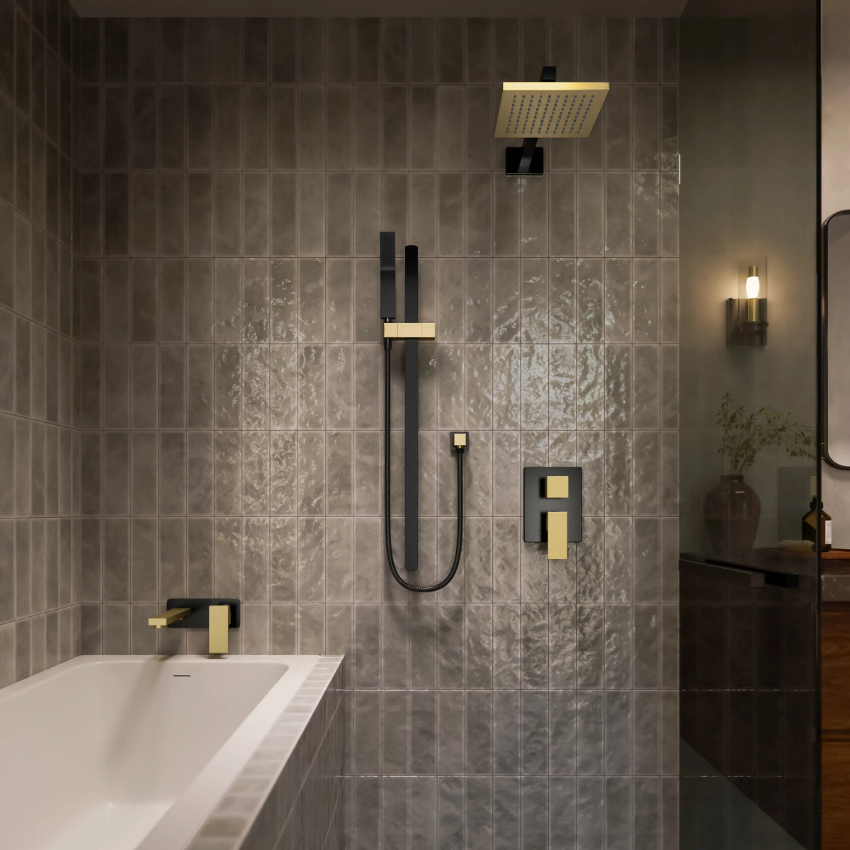 ZLINE Bliss Shower System BLS-SHS-ZMBCB in a bathroom, water off