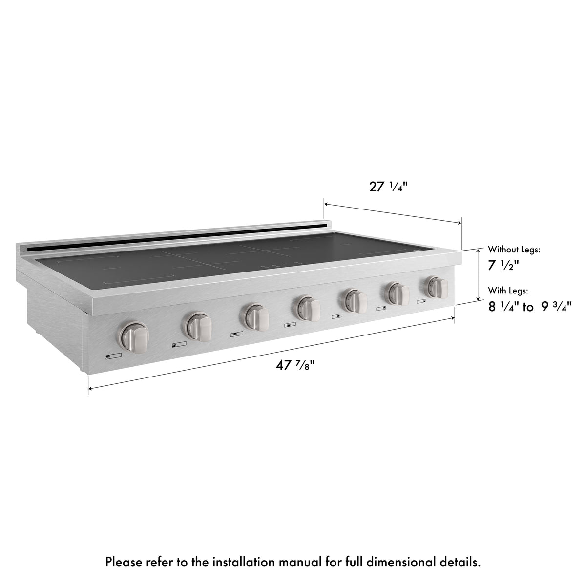 ZLINE 48-Inch Paramount Induction Rangetop SINRTS-48 dimensional diagram