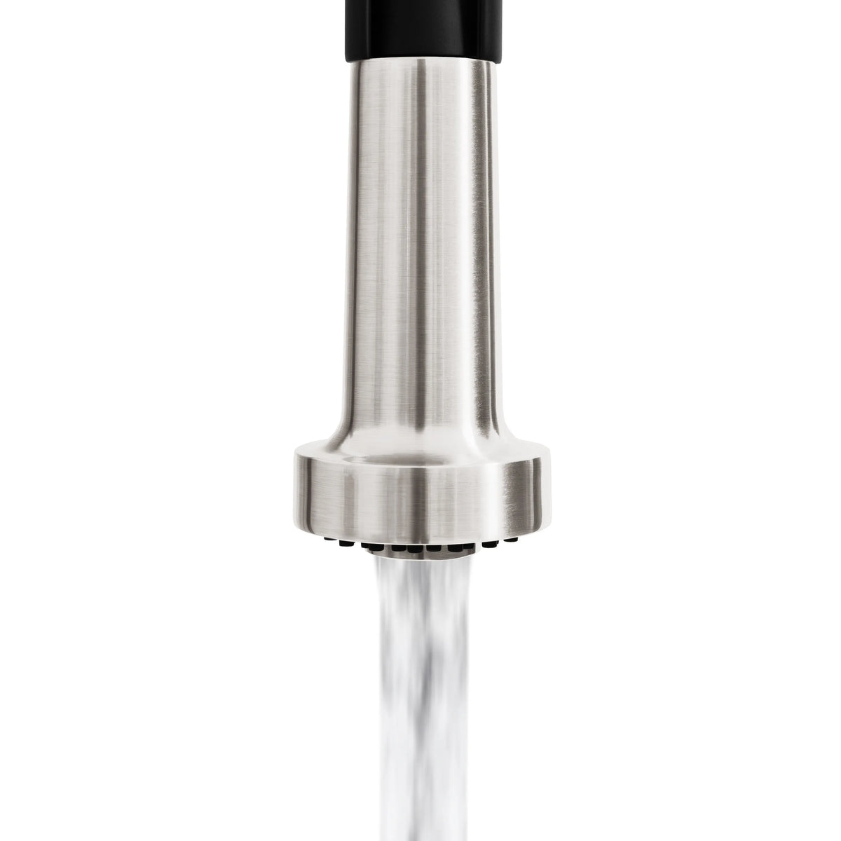 ZLINE Apollo Kitchen Faucet APL-KF-ZMBBN spout detail, water running