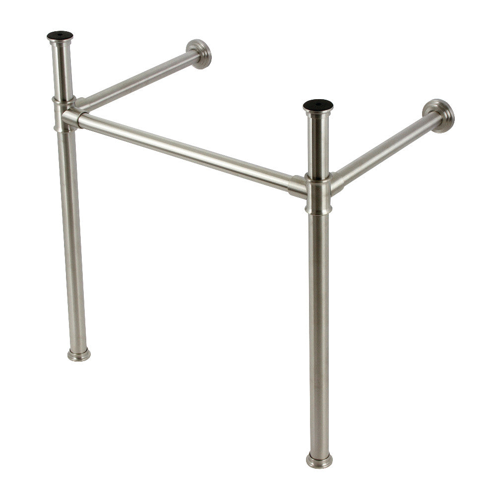 Stainless steel console sink legs with brushed nickel finish, two posts and crossbar braces