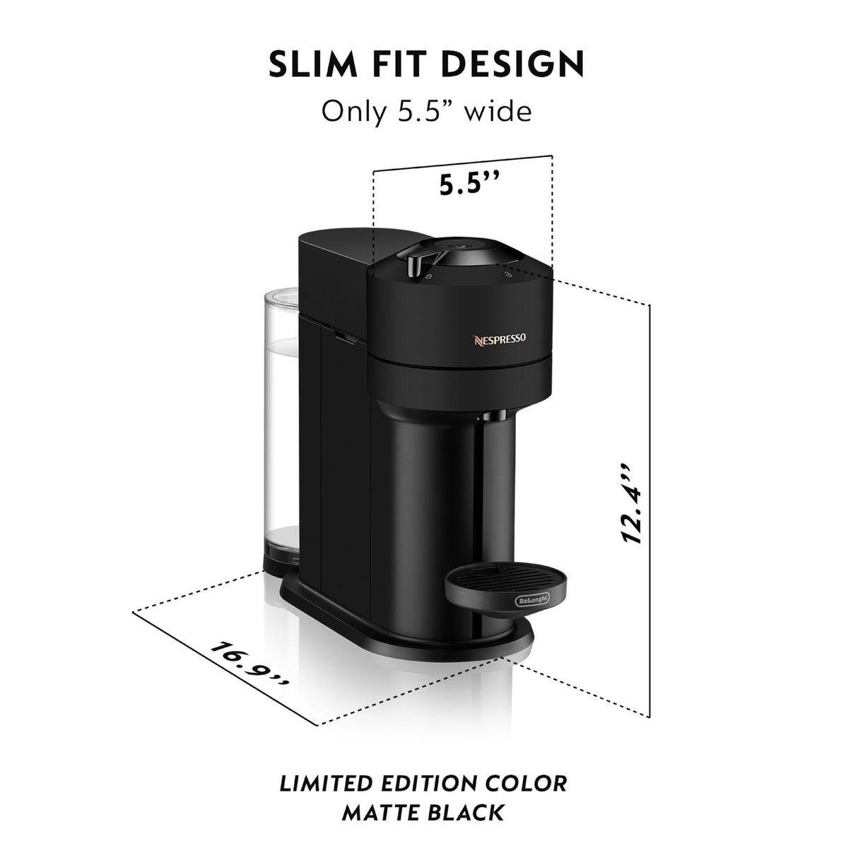 De'Longhi Nespresso Vertuo Next Premium Coffee and Espresso Machine with Aeroccino in Black Matte (ENV120BMAE) - image 2