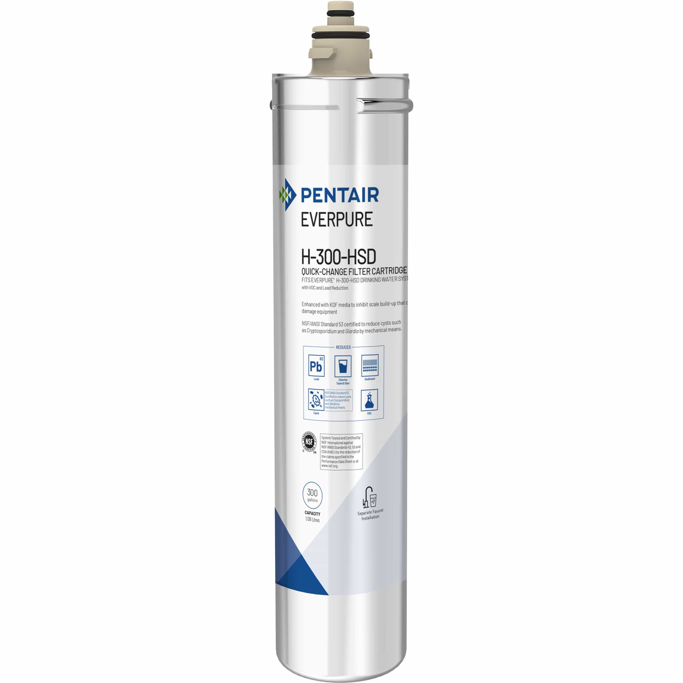 H-300-HSD replacement water filter cartridge with inlet cap and label