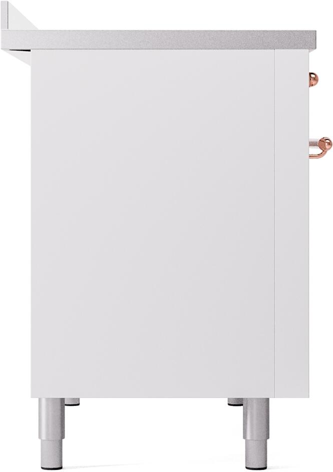 White freestanding induction range base with adjustable legs