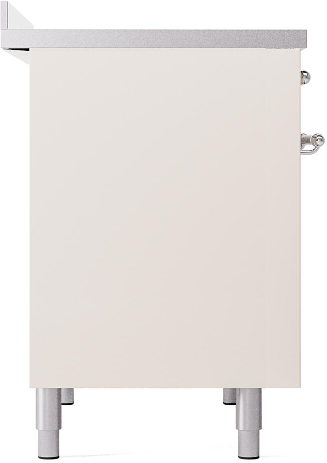 Antique white induction range lower base with adjustable feet and side panel