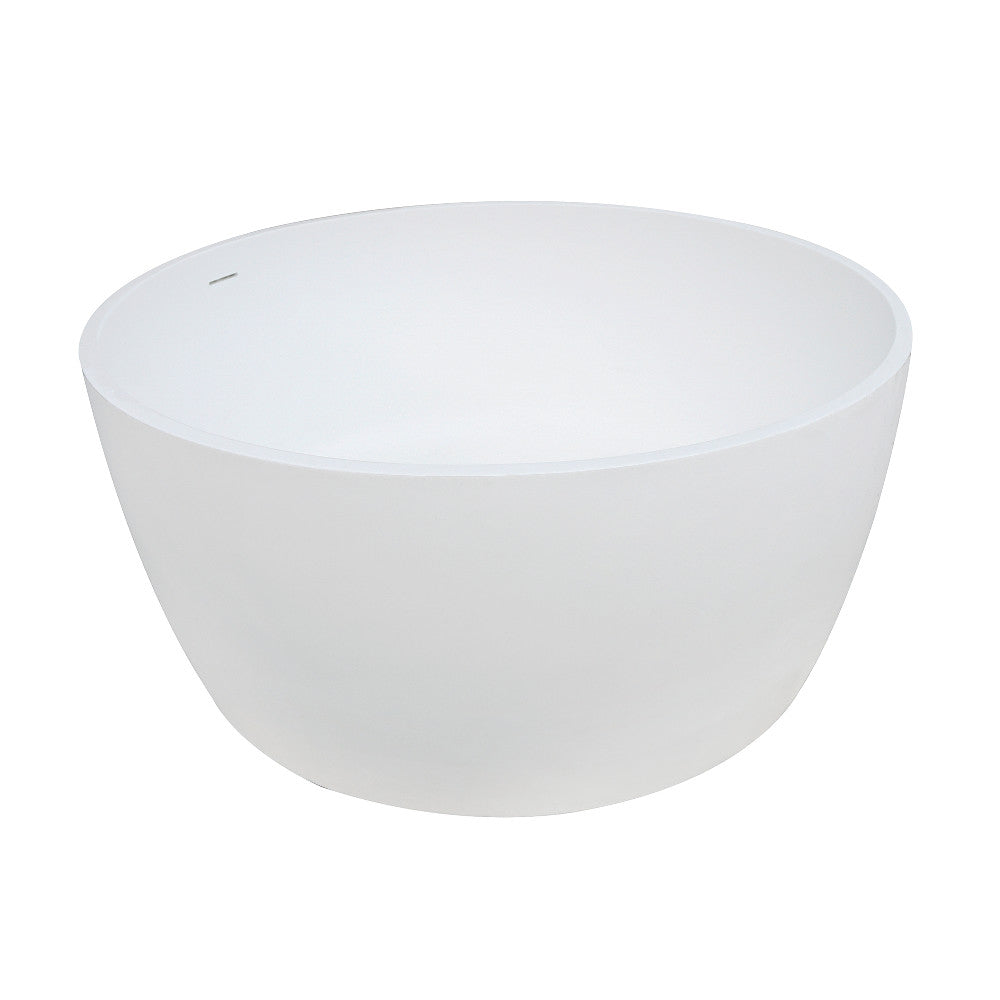 Matte white round freestanding soaking tub with smooth solid surface