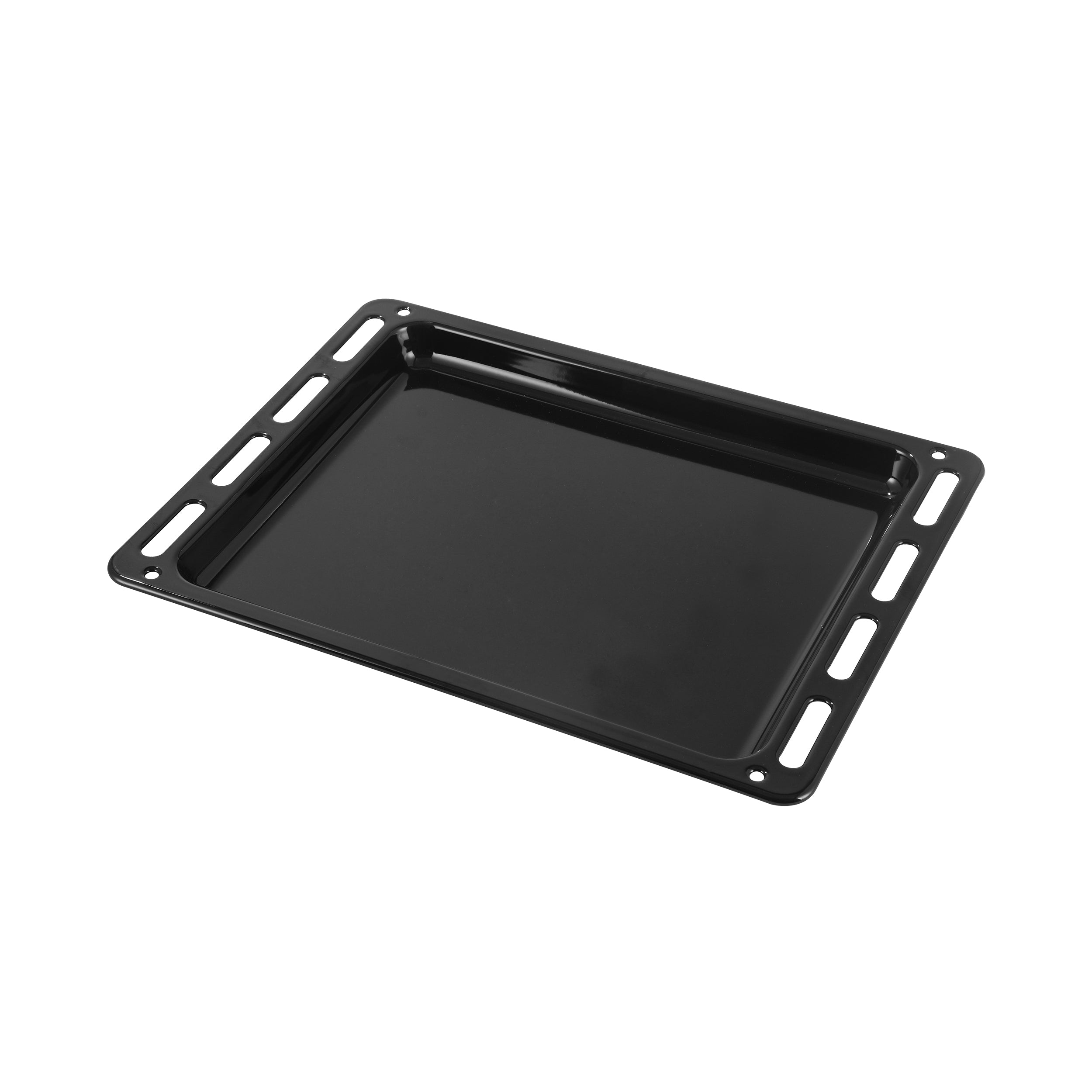 Black flat baking tray insert with mounting holes for air frying or grilling